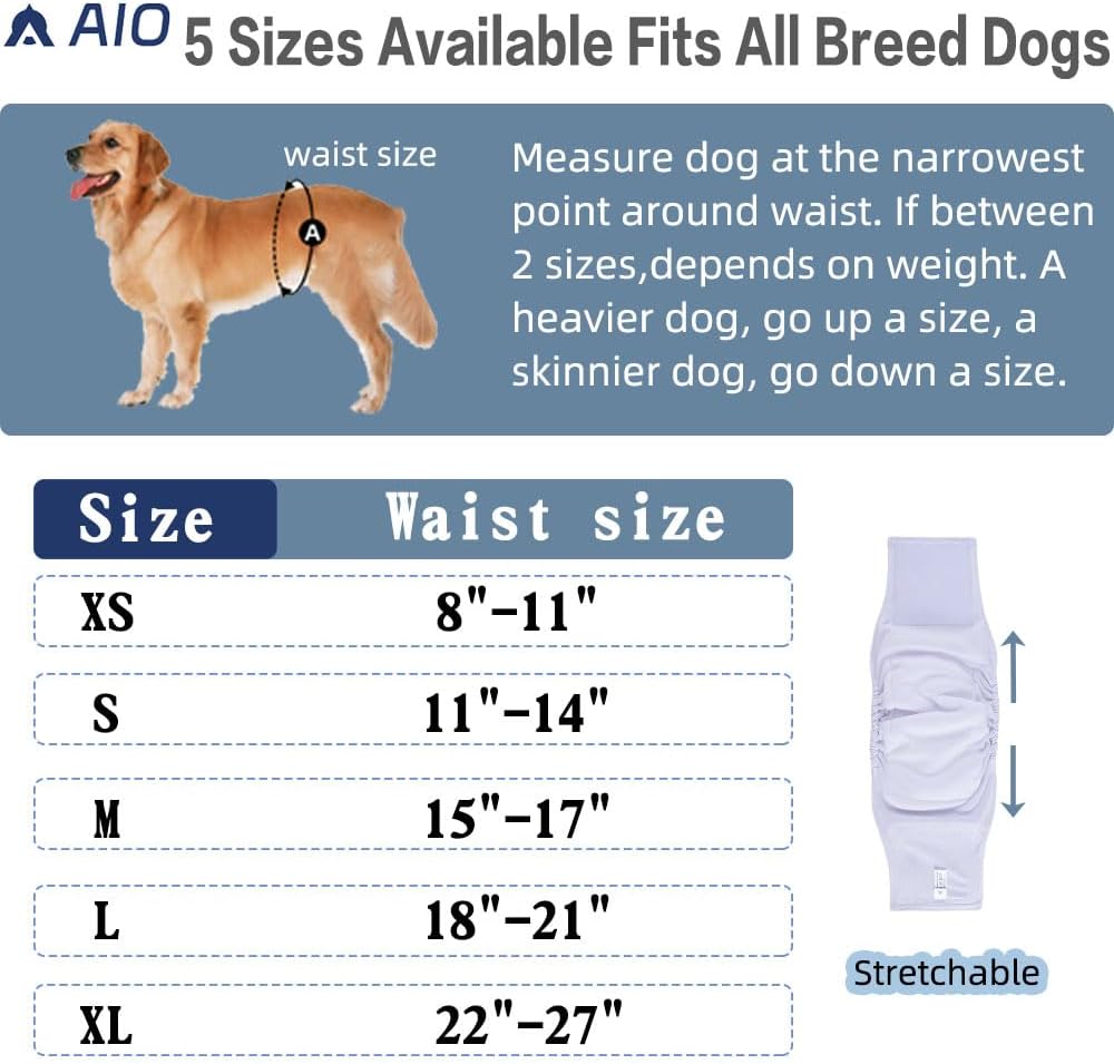 Washable Reusable Dog Diapers Male, 3 Packs Breathable Belly Bands for Male Dogs for Summer,Belly Band for Male Dogs Black S
