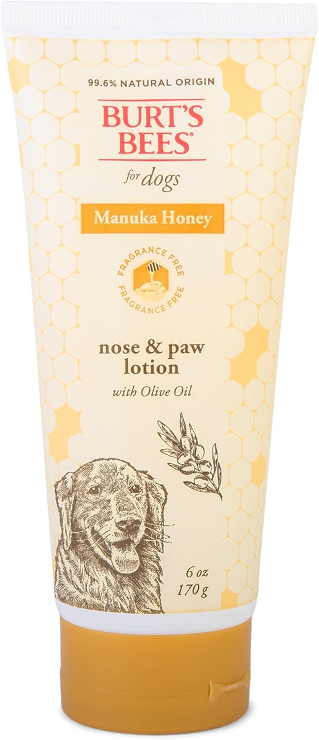 Burt’s Bees for Pets Paw & Nose Lotion for Dogs with Manuka Honey and Olive Oil, Soothes Dry Dog Paws -Naturally Derived Ingredients, 6 Oz