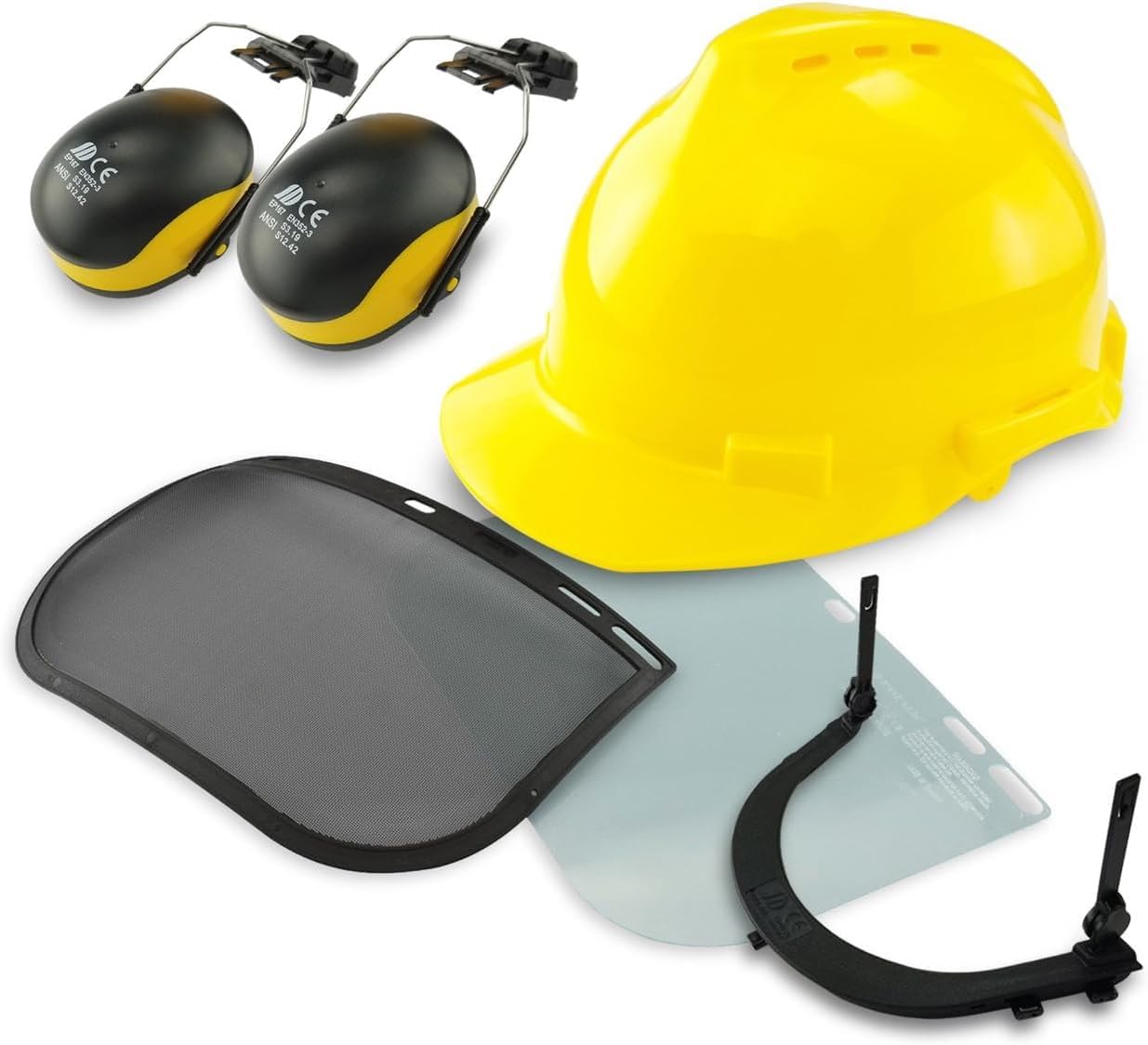 NEIKO 53880A Forestry Helmet for Safety with Shield and Earmuffs, Chainsaw Helmet with Face Shield, Hard Hat Safety Gear Equipment, Protective Face Shield and Mesh Shield for Face Protection