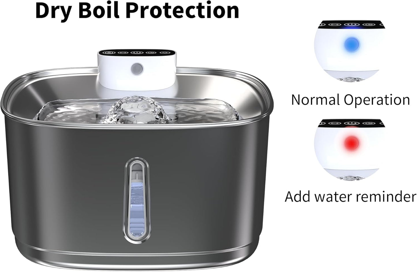 Cat Water Fountain Stainless Steel- 108oz/3.2L Pet Water Fountain Cordless with Motion Sensor, 4 Replacement Filters, Ultra-Quiet Auto Dog Water Dispenser Battery Powered (Stainless Steel)