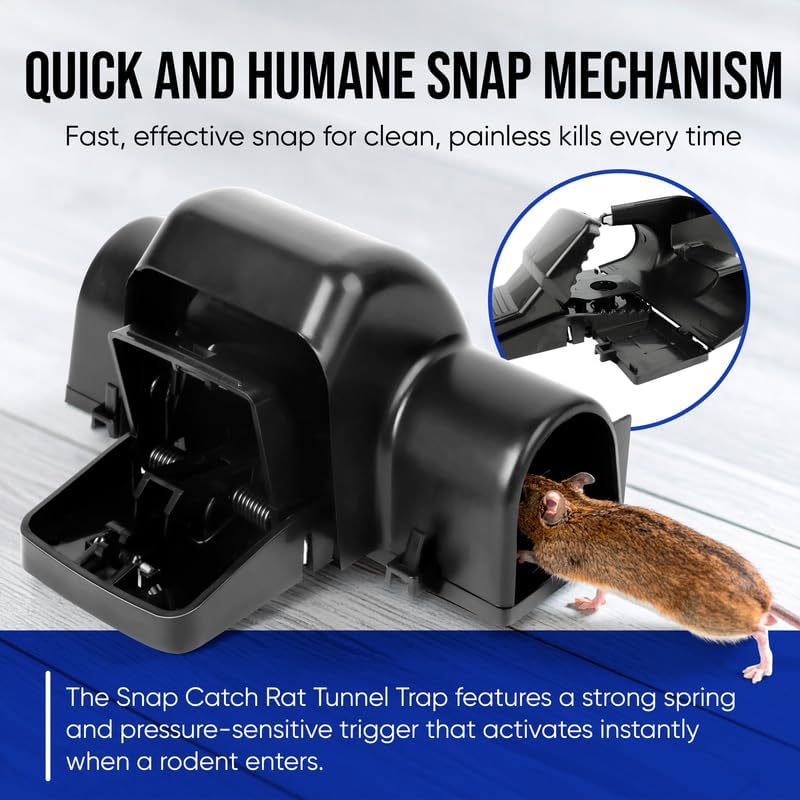 Rat and Chipmunk Traps. Prevents Accidental Triggering with Dual Tunneled Design. Covered Snap Traps, Reusable, Pest Control for Rats,Outdoor Indoor & Use 4 Pack (4)