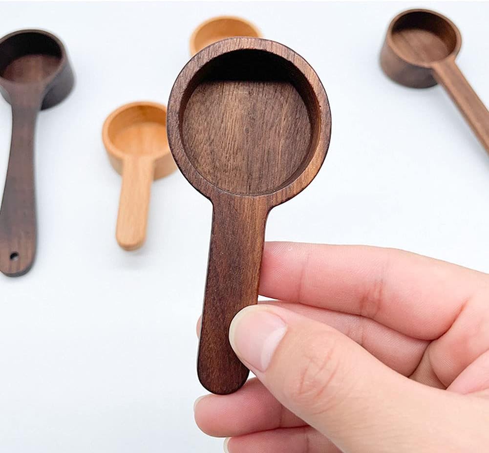 Coffee Spoons, ablespoon Scoop, Coffee Ground Spoon, Measuring for Ground Beans or tea, Soup Cooking Mixing Stirrer Kitchen Tools Utensils, 1 Wooden Tea Scoop (Walnut Wooden 3.86 in）