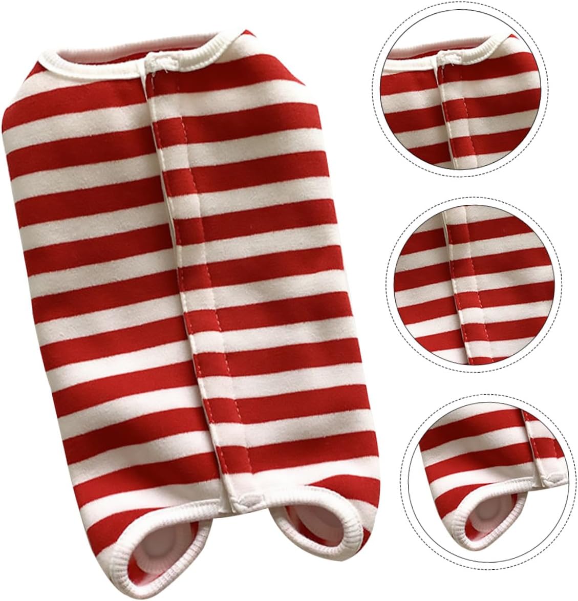 Milisten Dog Suit Striped Fleece Pet Protective Coat Four-Legged Sterilization Clothes Burgundy L Size Post-Surgery Wear for Dogs