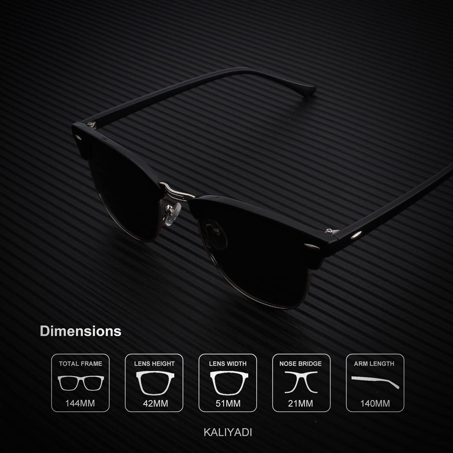 KALIYADI Sunglasses Men Polarized Sunglasses for Men Women Unisex Semi-Rimless Frame Retro Driving Sun Glasses UV Blocking