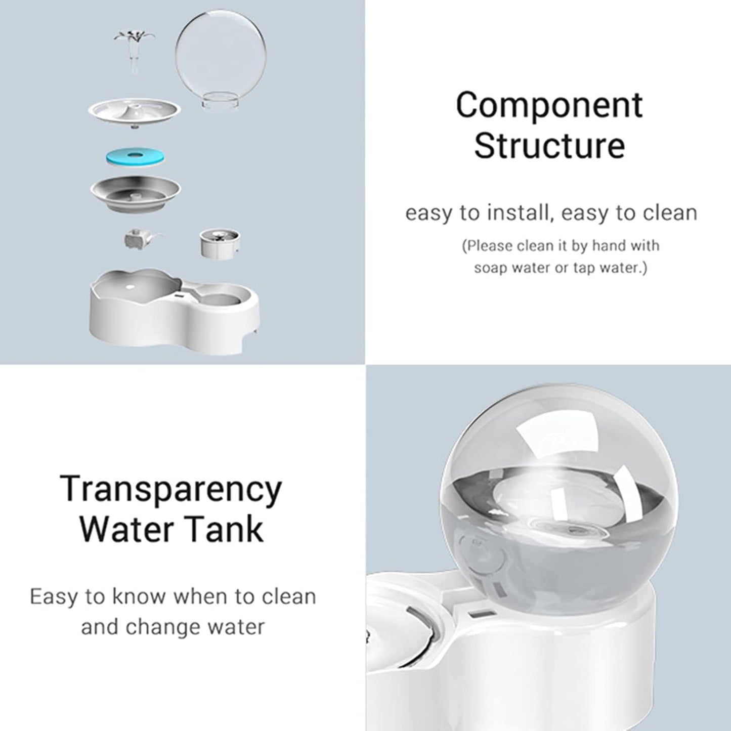 Cats Water Fountain Automatic Pet Dog Drinking Bowl Filtered Water Dispenser with Filter Pad Super 77Oz
