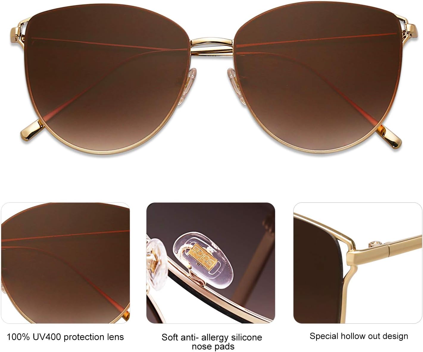 SOJOS Mirrored Flat Lens Fashion Sunglasses for Women SJ1085