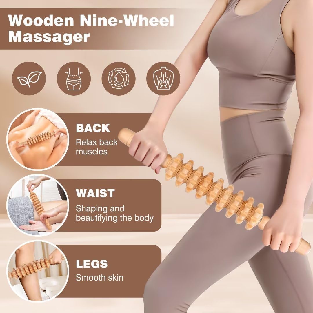 JUANWAN 12-in-1 Wood Therapy Massage Tools Lymphatic Drainage Massager Wooden Massage Body Sculpting Tools Maderoterapia Kit Wood Therapy Tools for Muscle Pain Relief Body Shaping Anti-Cellulite