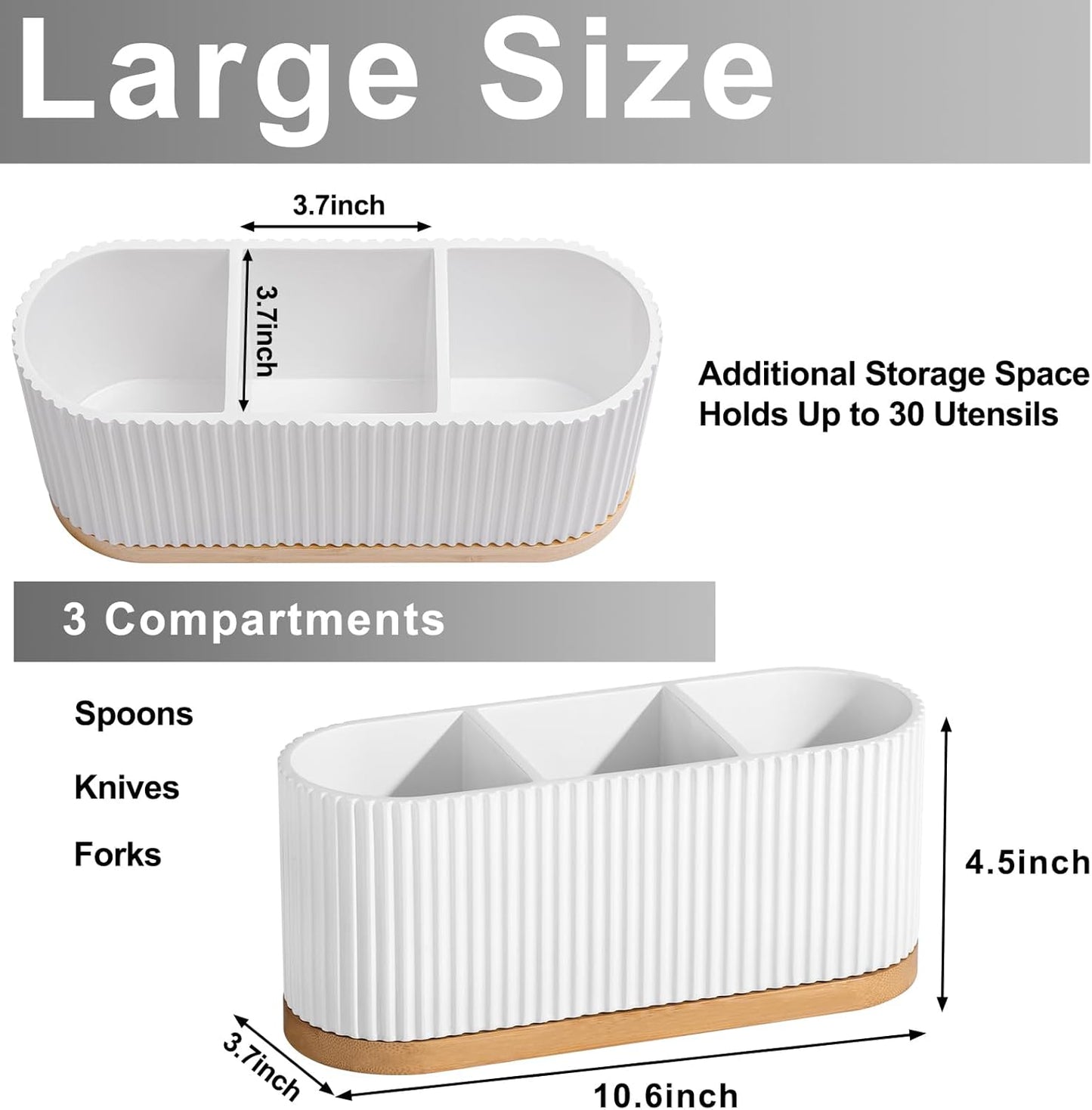 HouseJoy Countertop Silverware Holder, Silverware Caddy Organizer Holder for Forks, Spoons, Knives, Cutlery Caddy with 3 Compartments, Kitchen Utensil Holder for Party, Countertop