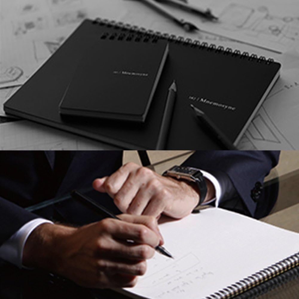 Maruman Mnemosyne Grid Notebook- Horizontal A4 Layout, 8.27" x 11.69", 70 Sheets / 140 Pages, 5mm Graph Paper Journal, Perforated Pages & Wire-Bound to Lay Flat, Black, Made in Japan