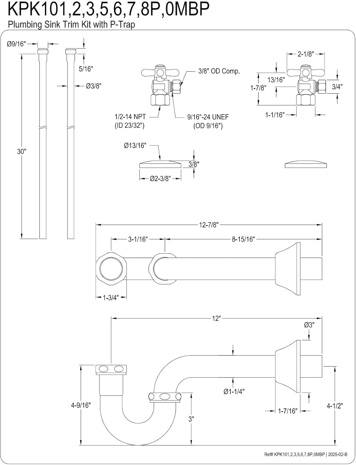 Kingston Brass KPK107P Trimscape Plumbing Supply Kit Combo, Brushed Brass