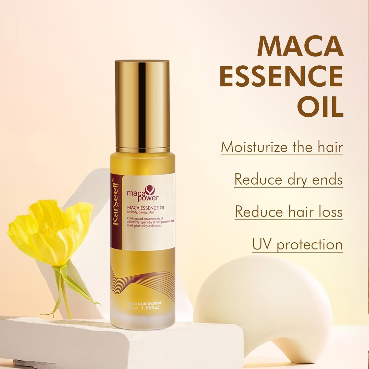 Karseell Moroccan Argan Oil for Hair Healing Cold Pressed Weightless Argan Oil Hair Serum for Dry Damaged Hair 50ml