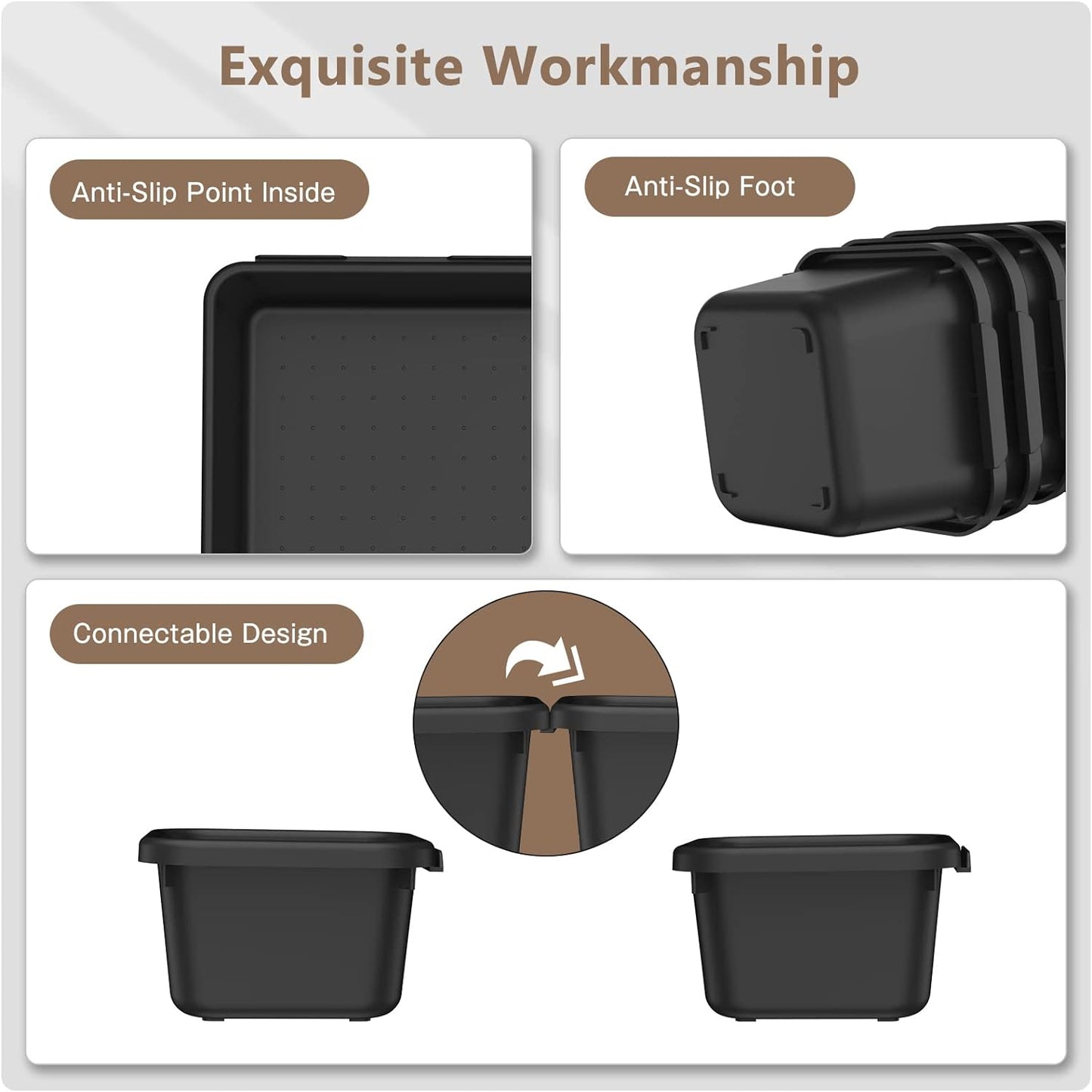 A-LuGei 【𝟰𝟲𝗣𝗖𝗦 & 5 Size】 Tool Box Organizer Tray Divider Set, 【Black】 Bathroom Drawer Organizer Bin, Garage Organization and Storage Toolbox Rolling Tool Chest Cart Cabinet WorkBench Small Part