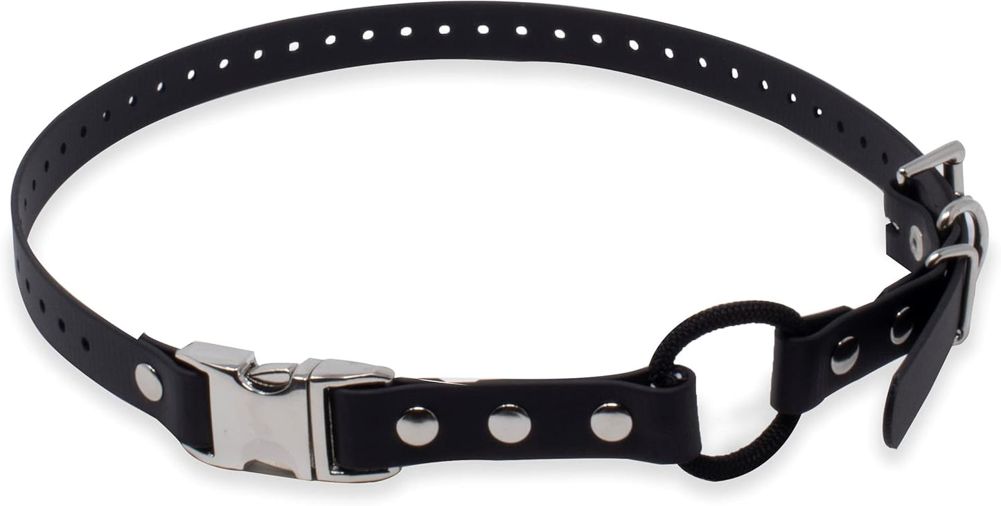 Educator 3/4-Inch Dog Training Collar Strap–ONLY Fits ME-300, ET-300/400, EZ-900, PE-900 & PG-300 Receivers – NOT Compatible with FE-580, ET-800 or UL-1200–Quick Snap Biothane Bungee Collar, Black