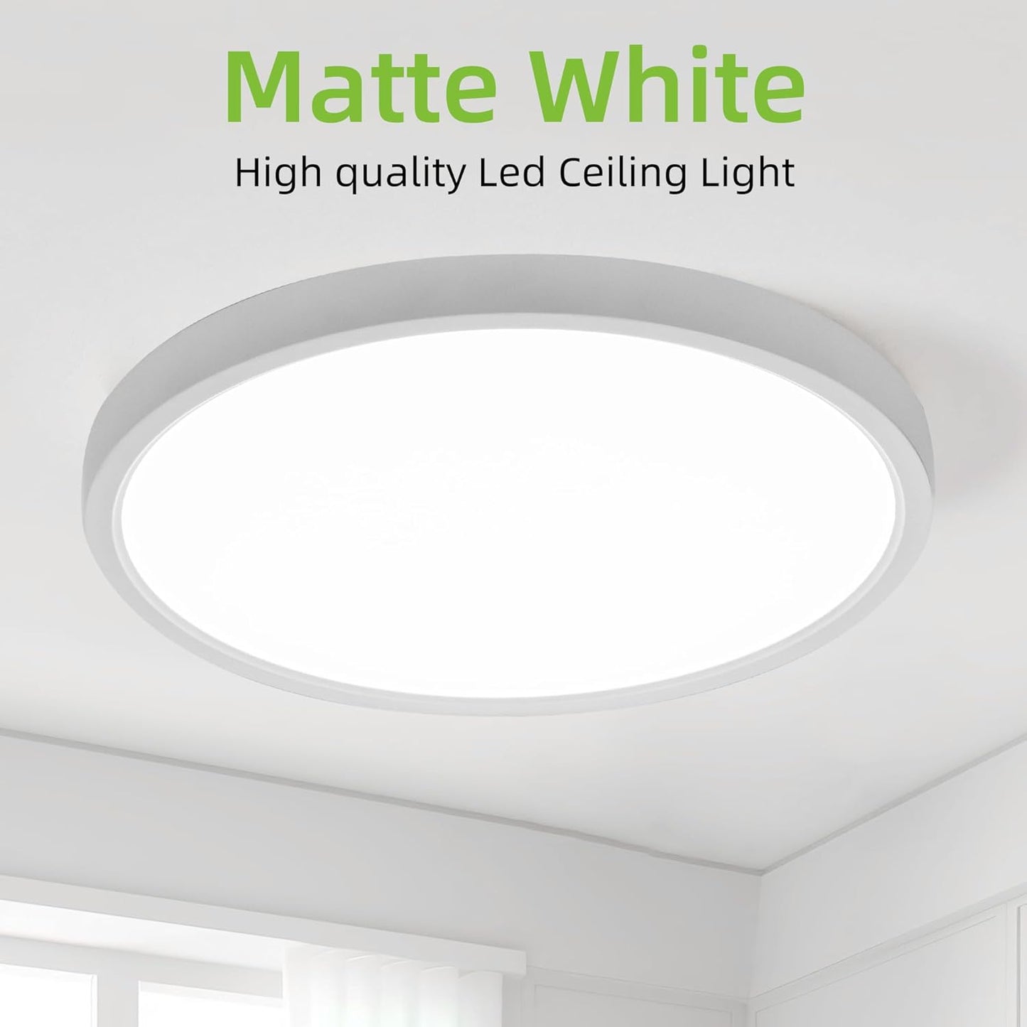 hykolity 12 Inch Selectable CCT LED Round Flat Panel Light, 24W 3000K/4000K/5000K, Edge-Lit Flush Mount Ceiling Light Fixture for Kitchen, Bedroom, Laundry and Closet Room, White