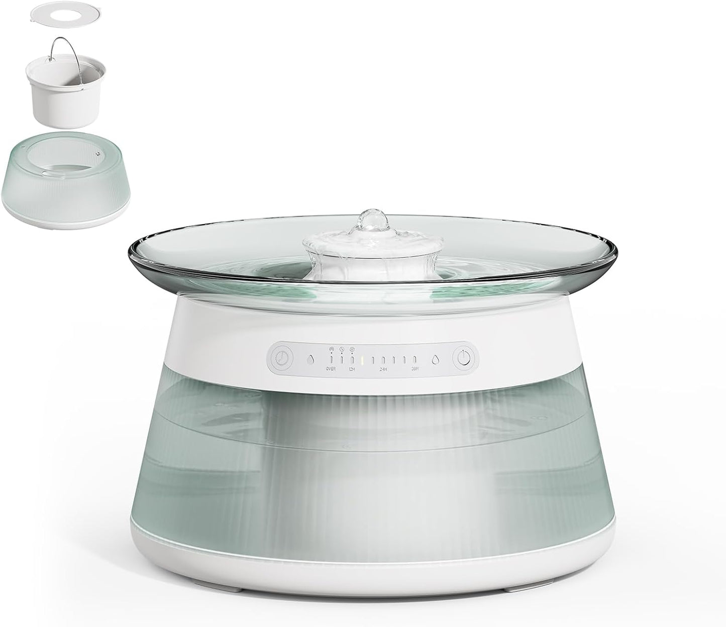 Glass Smart Cat Water Fountain,Filterless Pet Water Fountain No Filter,Ultra Silent Cat Fountains,Separation Design