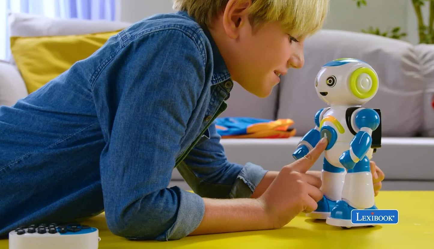 LEXiBOOK - Powerman Jr. Smart Interactive Toy Robot That Reads in The Mind Toy for Kids Dancing Plays Music Animal Quiz STEM Programmable Remote Control Boy Robot Junior Green/Blue - ROB20EN