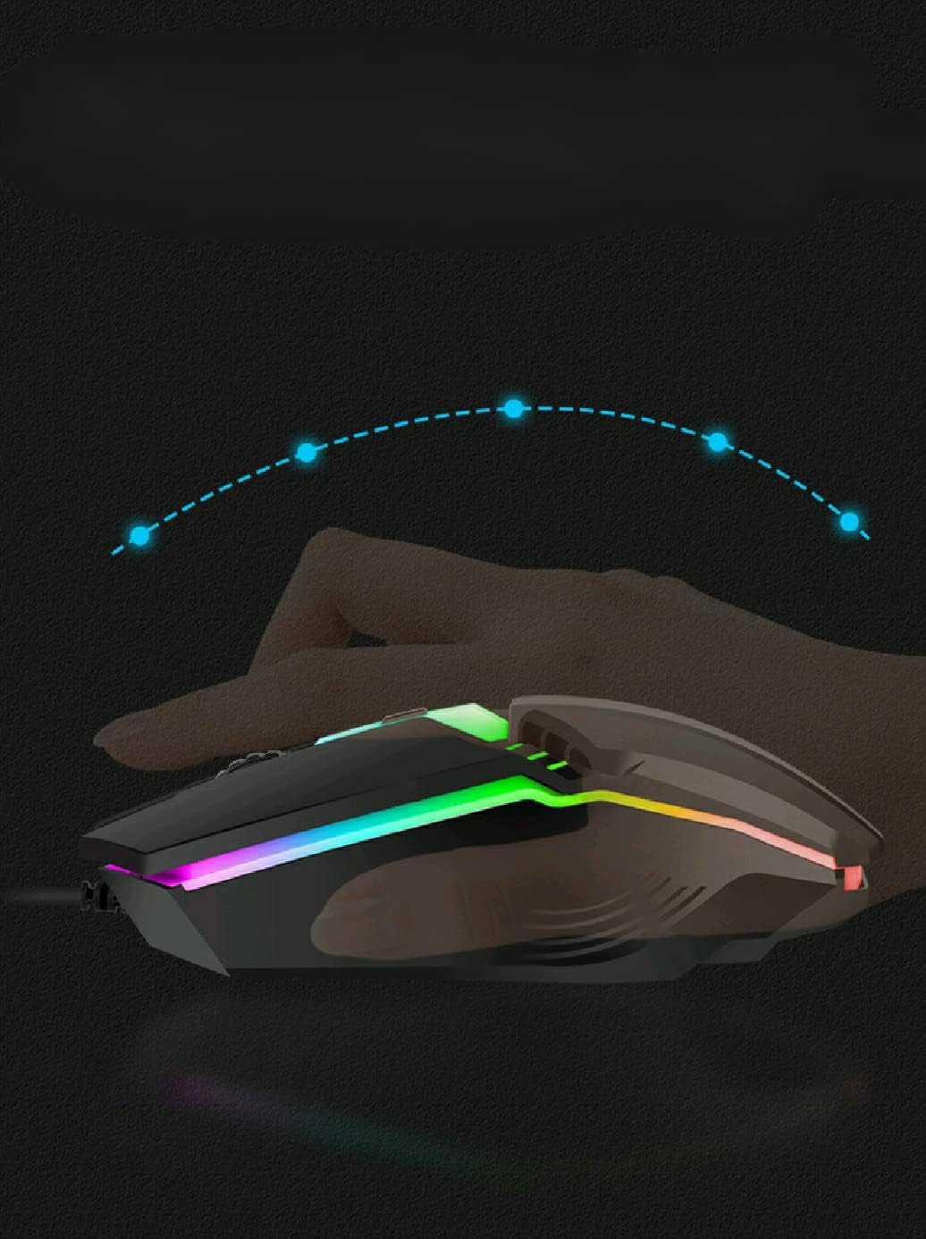 Guiheng Wired Gaming Mouse, Optical USB Mice for Laptop/Desktop, 800 to 1600 and RGB Light, Ergonomic with 4 Programmable Buttons for Computer Windows 7/8/10/XP Vista Linux Chromebook PC