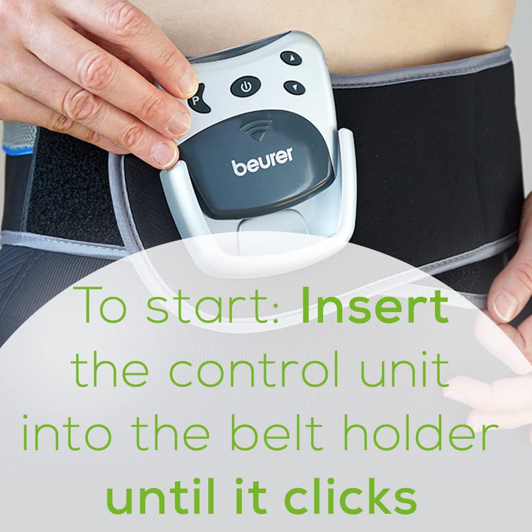 Beurer EM38 Lower Back Pain Relief Belt, TENS Unit Muscle Stimulator | 4 Electrodes | Adjustable & Breathable | Women & Men | Fits 30”-55” Waist | Lower Back Support, Lumbar Support, Back Brace Belt