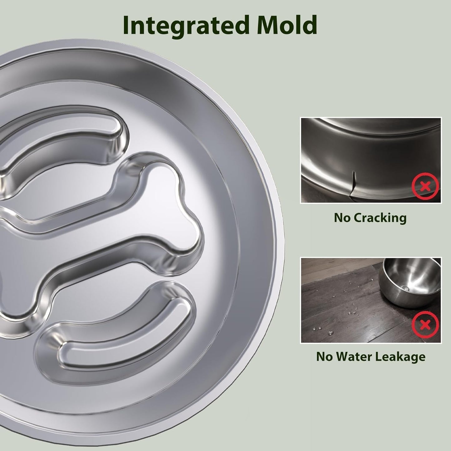 Small Dog/Puppy Slow Feeder, Stainless Steel Feeding Bowl with Unique Bone Design for Slower Eating Non-Slip Base
