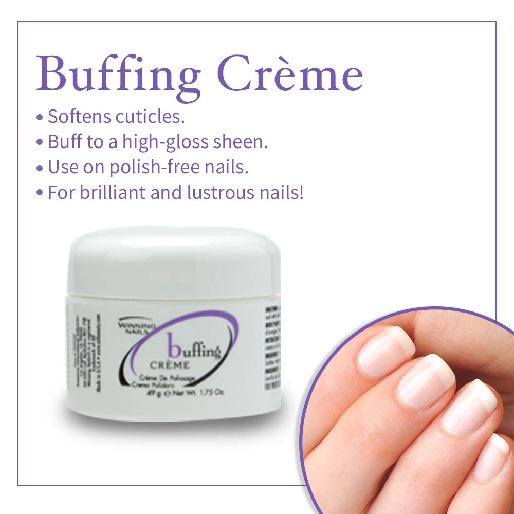 Chamois Buffer and Buffing Cream | Buff and Shine Dull Nails While Softening Cuticles | Assists with Fill and Repair Lines | 1.75 Oz Set
