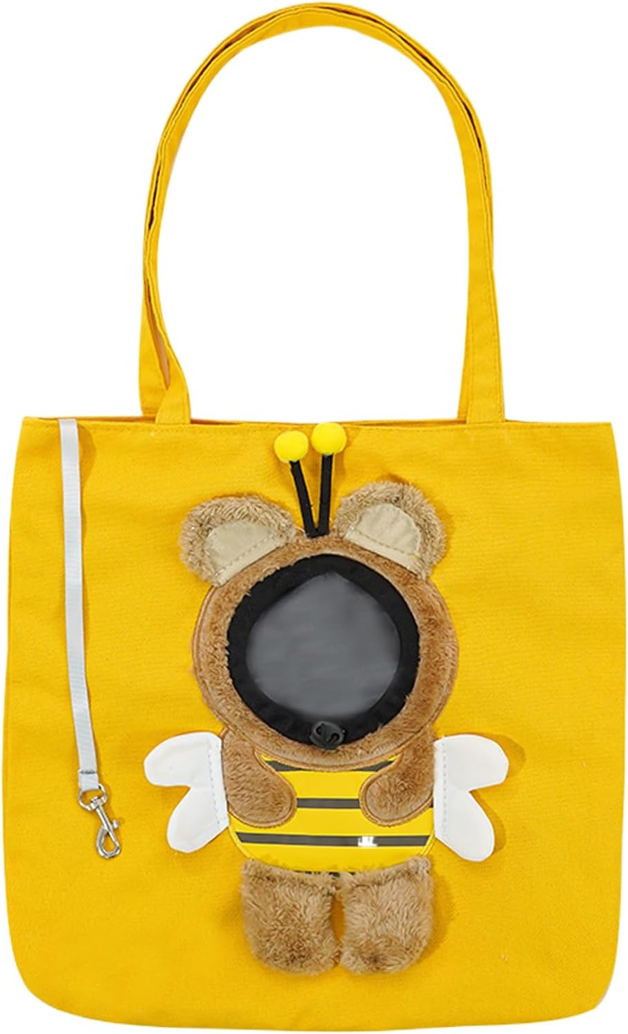 Cat Carrier Pouch - Animal Sling, 1pc Animated Kitten Tote for Shoulder Carrying, Fleece Chest Pack with Safety Leashes, Travel Equipment, Soft Sided Satchel for Strolling, Errands and Subway Trips