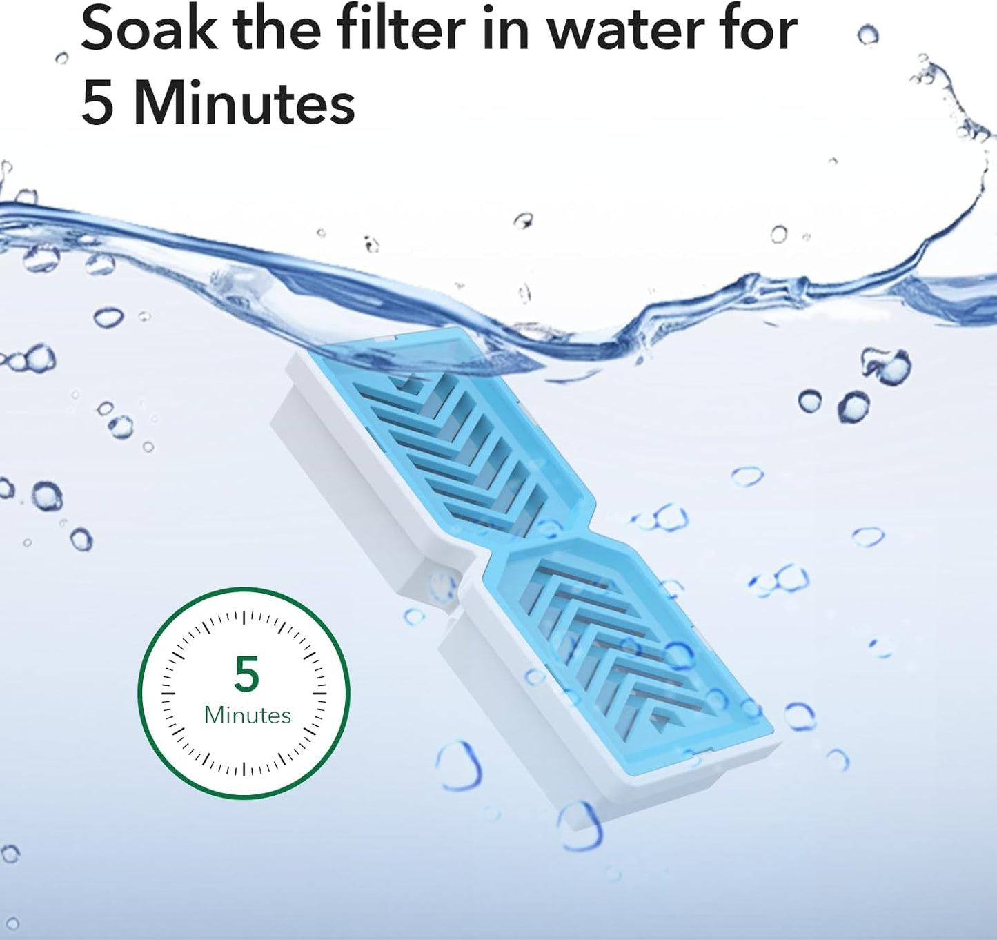 PEKTACO Replacement Water Fountain Filters with Pre-Filter Sponges, Compatible with 412 & 418 Pet Water Fountain, Fits 3.2L & 7L Pet Water Fountains - 9 Pack