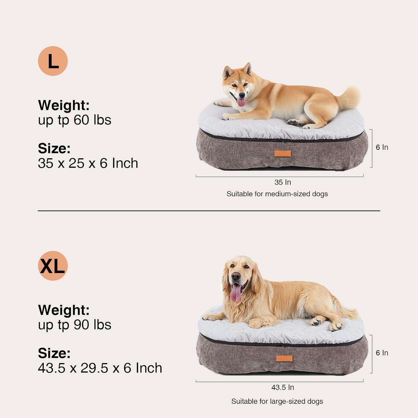 Ultra-Luxury Dog Bed, Comes with Two Kinds of Removable Cushions, Warm in Winter and Cool in Summer, Wear-Resistant and Tear-Resistant Supportive Pet Sofa with Non-Slip Bottom, 35inch