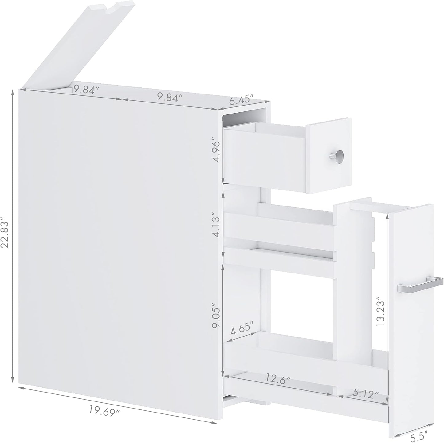 Spirich Slim Bathroom Storage Cabinet, Free Standing Toilet Paper Holder, Bathroom Cabinet Slide Out Drawer Storage, White