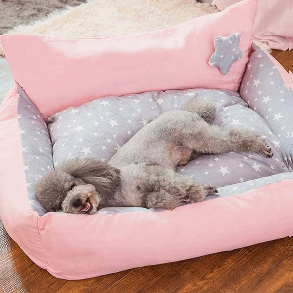 Pet Bed for Small Dogs and Cats Rectangle Nest Soft Warm Paw Print Pet Bed Sofa with Removable Washable Cover