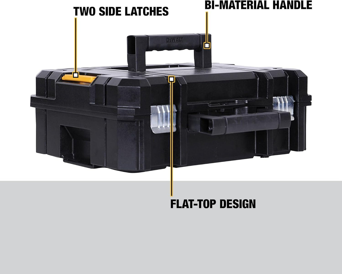 DEWALT TSTAK II Tool Box, Flat Top Tool Storage Case, Organizer Box Holds Up To 66 lbs, Flexible Platforms for Stacking, 13 Inch (DWST17807)