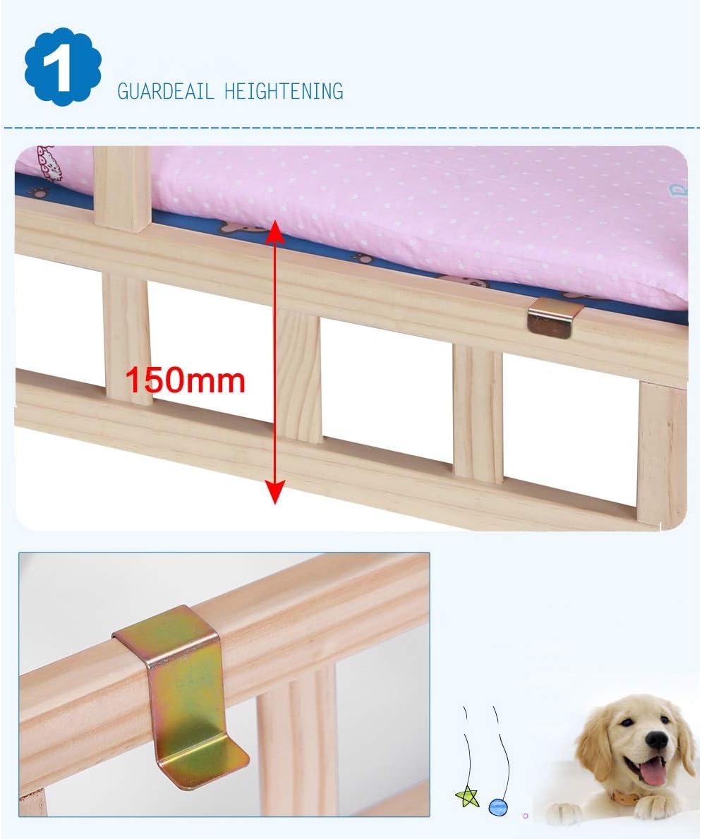 Pet Bed Solid Wood Kennel Dog Bed Removable and Washable Kennel Pet Cat Litter Large and Medium-Sized Dog Supplies Away from Moisture Not Easy to Deform (A)