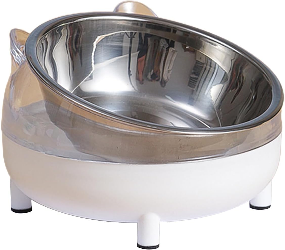 Tilted Raised Cats Food Bowl Neck for Protection Anti Vomiting Elevated Slanted Stand Stainless Steel Bowls F Food Tilted Cute Stainless Steel Anti Vomiting Fatigue Plastics Pet Bowl Dog