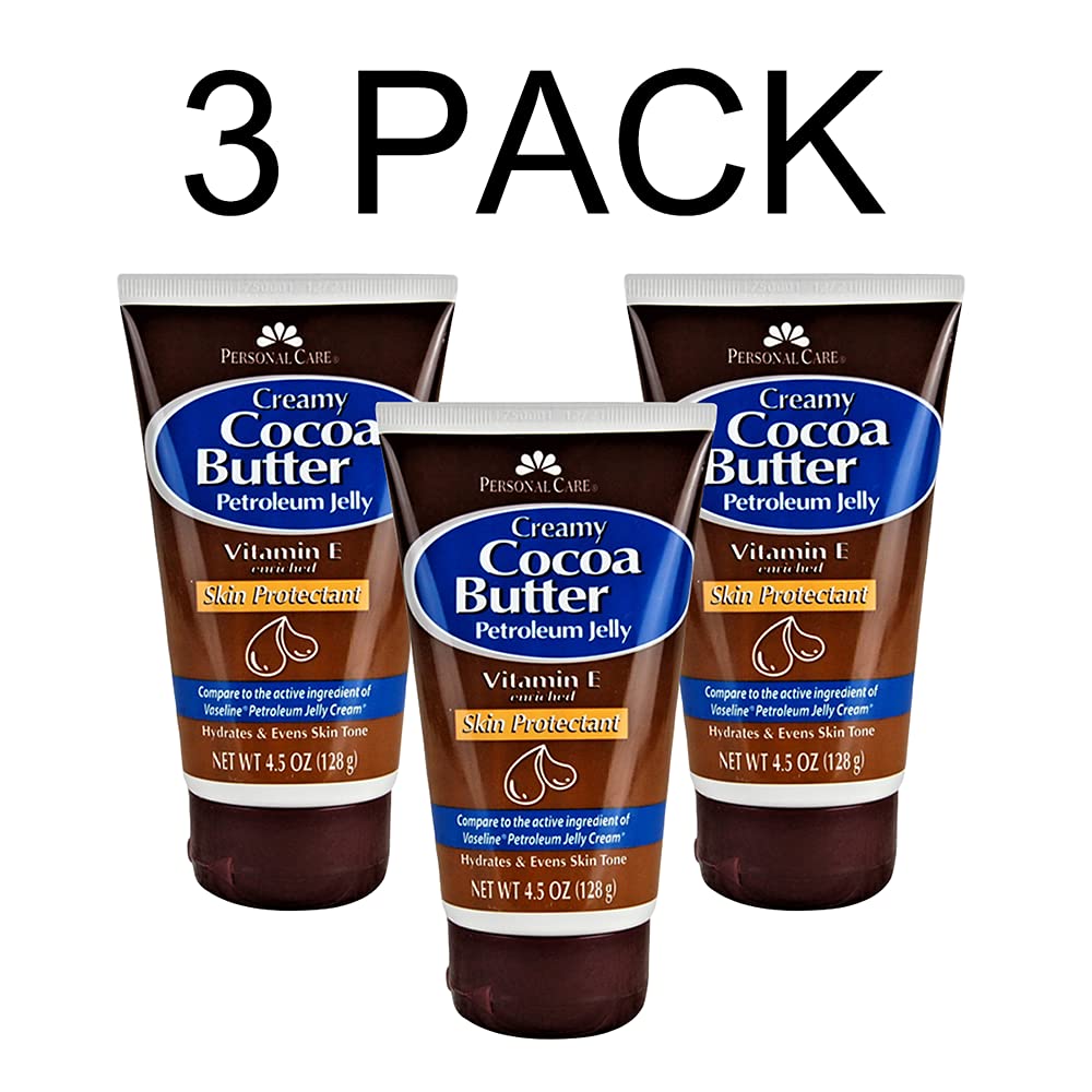 Petroleum Jelly Vitamin E and Cocoa Butter Lotion 4.5 Oz (3 Pack) Vitamin E Cream for Skin with Cocoa Butter Cream Petroleum Jelly Tube
