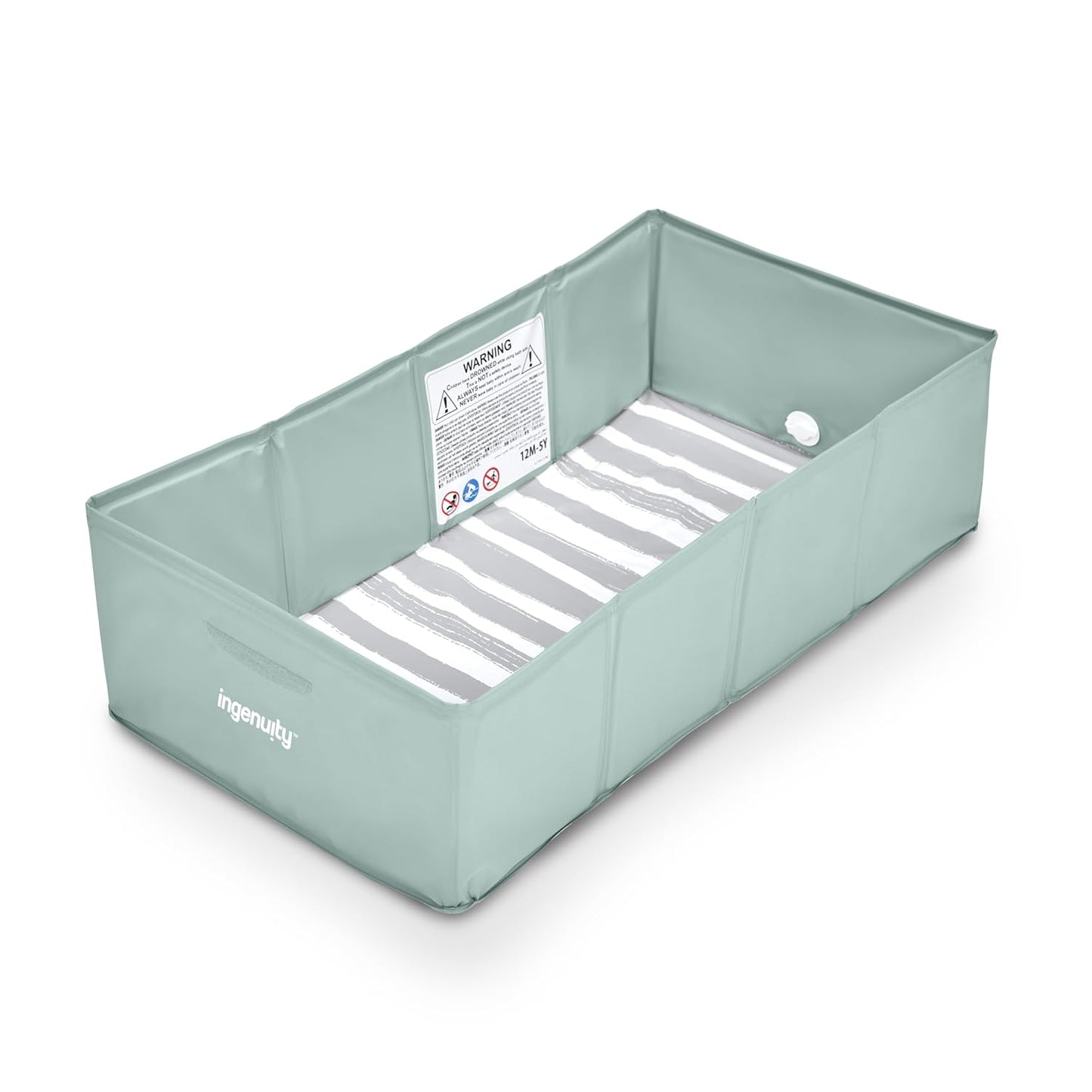 Ingenuity Tuckaway Toddler Folding Tub, Converts Shower to Tub, Folds to Store, Easy to Clean, No Assembly Required, Portable Baby Bathtub for Travel, 12M-5Y, Green