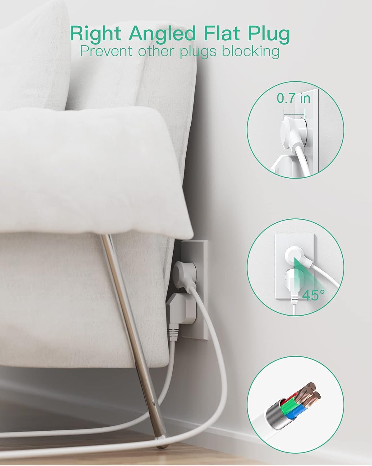 Tower Surge Protector Power Strip with 12 Outlets 4 USB (1 USB C), Mifaso Extension Cord with Multiple Outlets, 1800J Protection, Office Desk Supplies, Dorm Essentials