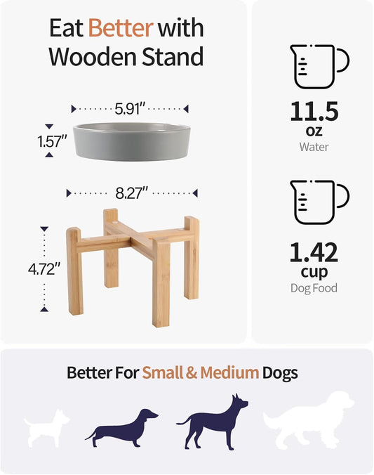 Grey Ceramic Slow Feeder Dog Bowl for Small and Medium Breed,Elevated/Raised 6.1 in Slow Feeding Bowl,Puzzle Dog Cat Food Bowl for Fast Eater, Puzzle Bowl for Small Dogs and Cats
