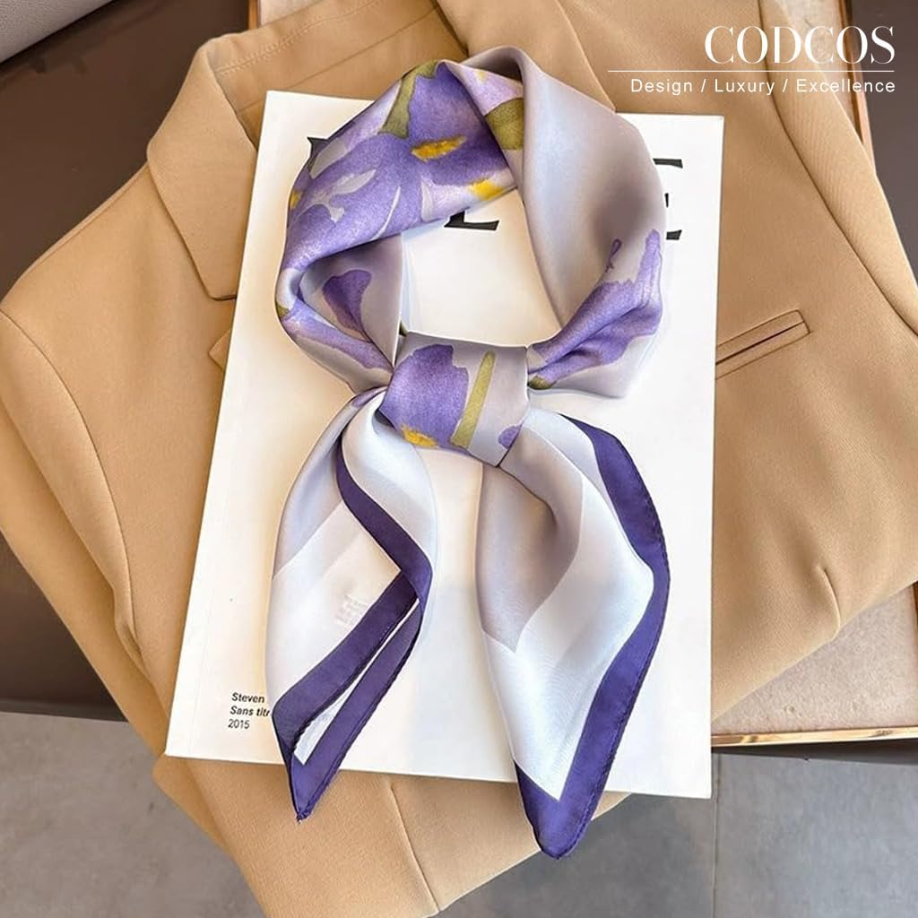 27.5 Inch Silk Feeling Scarf for Women Square Satin Head Scarf Hair Wrap Bandana