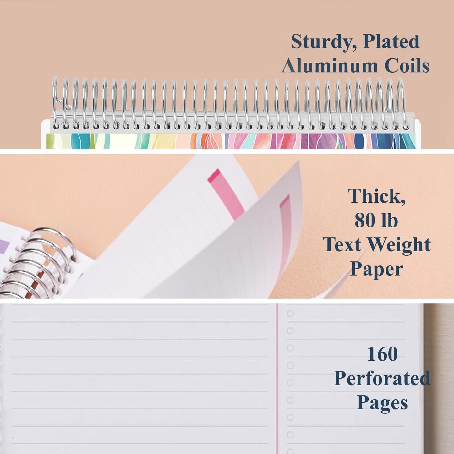 Erin Condren 7" X 9" Spiral Bound Productivity Notebook, Multicolor Layers, Functional 160 Lined Page and 80Lb Thick Paper Spiral Notebook, Stickers Included