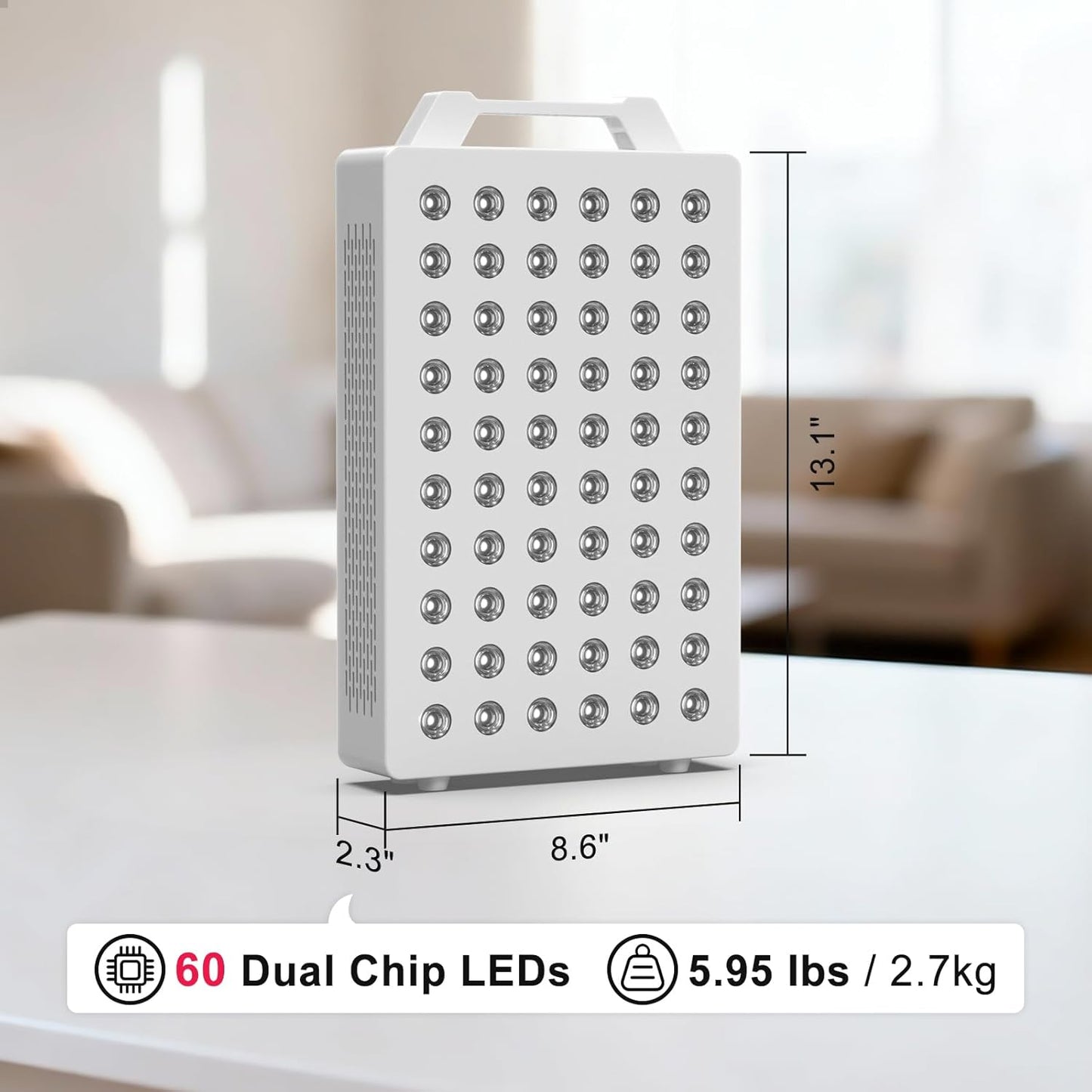 Red Light Therapy, 630/660/810/830/850nm 5 Wavelengths Red Near Infrared Light Device with 60 Dual Chip Clinical Grade LEDs, Remote Control, Timer for Face, Body, Pain Relief, BO-300 (White)