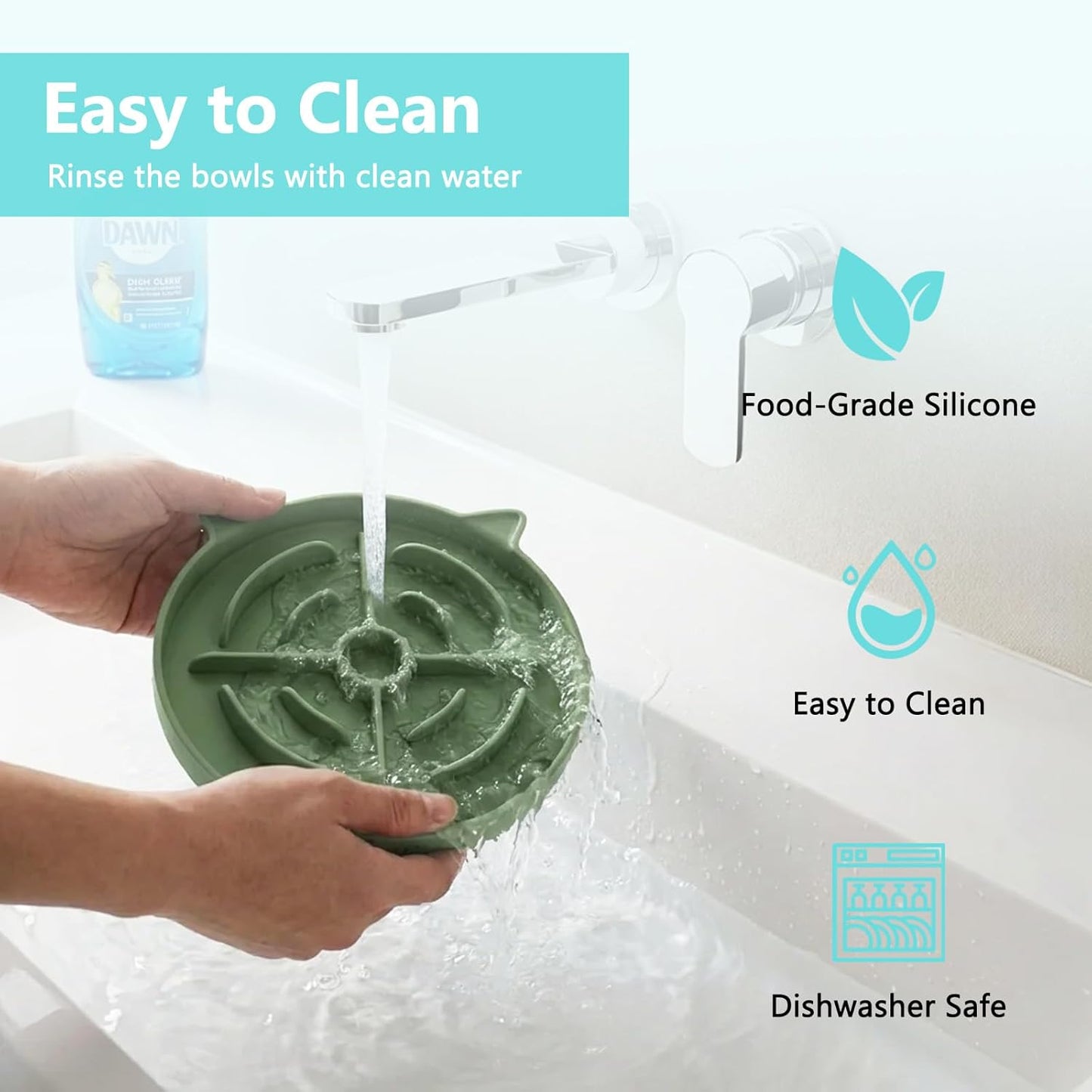 2 Pcs Silicone Slow Feeder Cat Bowl, Cat Slow Feeder for Food Training, Interactive Puzzle Bowls for Puppy, Kitten Dishes to Prevent Overeating, Treat Toys Suitable for Dry and Wet Food