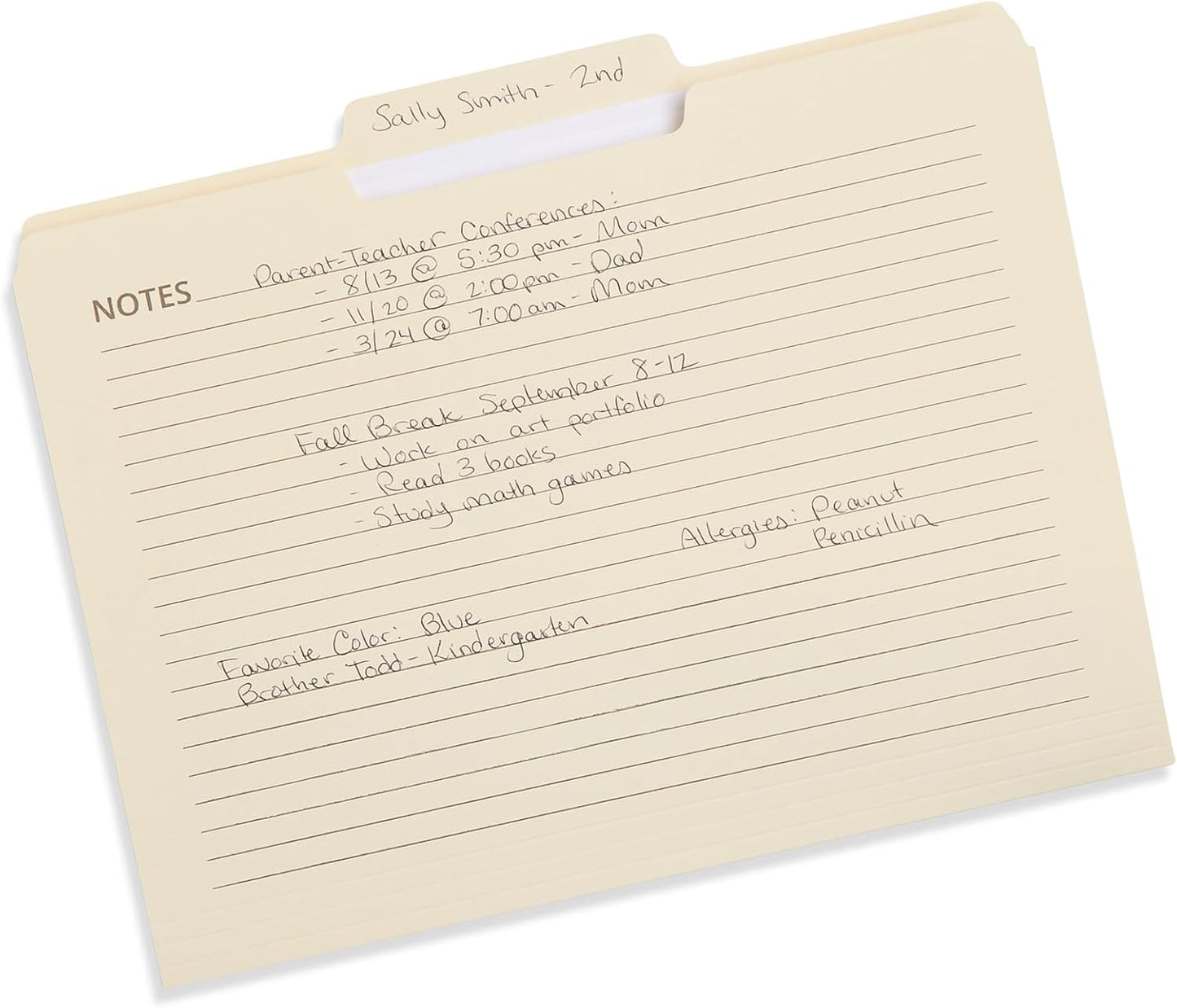 25 Blue Summit Supplies Manilla Folders, 8.5" x 11", Letter Size, 1/3 Cut Tab, with Notes, Great for Organizing and Easy File Storage, 25 Pack