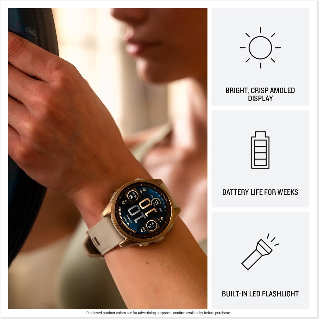 Garmin fēnix® 8 – 51 mm, AMOLED, Sapphire, Premium Multisport GPS Smartwatch, Long-Lasting Battery Life, Dive-Rated, Built-in LED Flashlight, Carbon Gray DLC Titanium with Pebble Gray Band