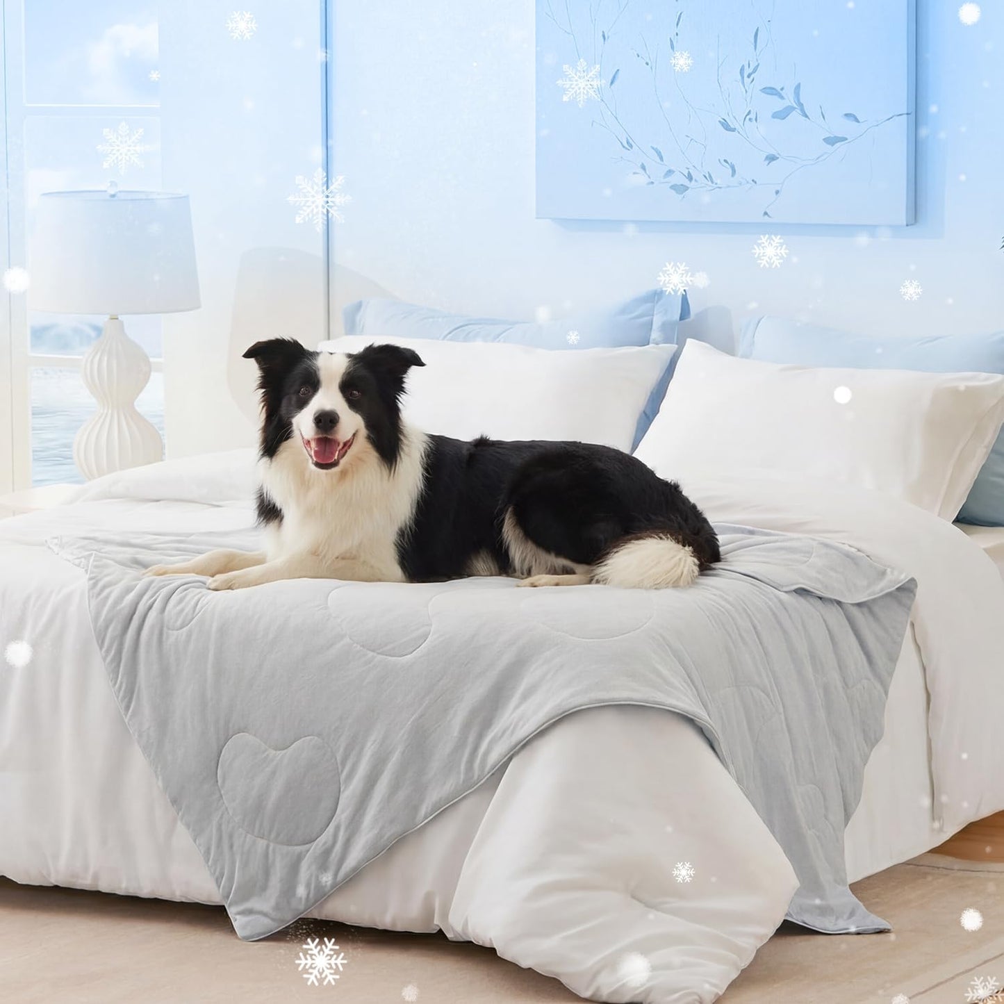 Cooling Blanket for Extra Large Dogs - High Q-MAX 0.4+ Cold Washable Pet Blanket, Travel Soft Dog Summer Essentials, Grey, 50"x60"