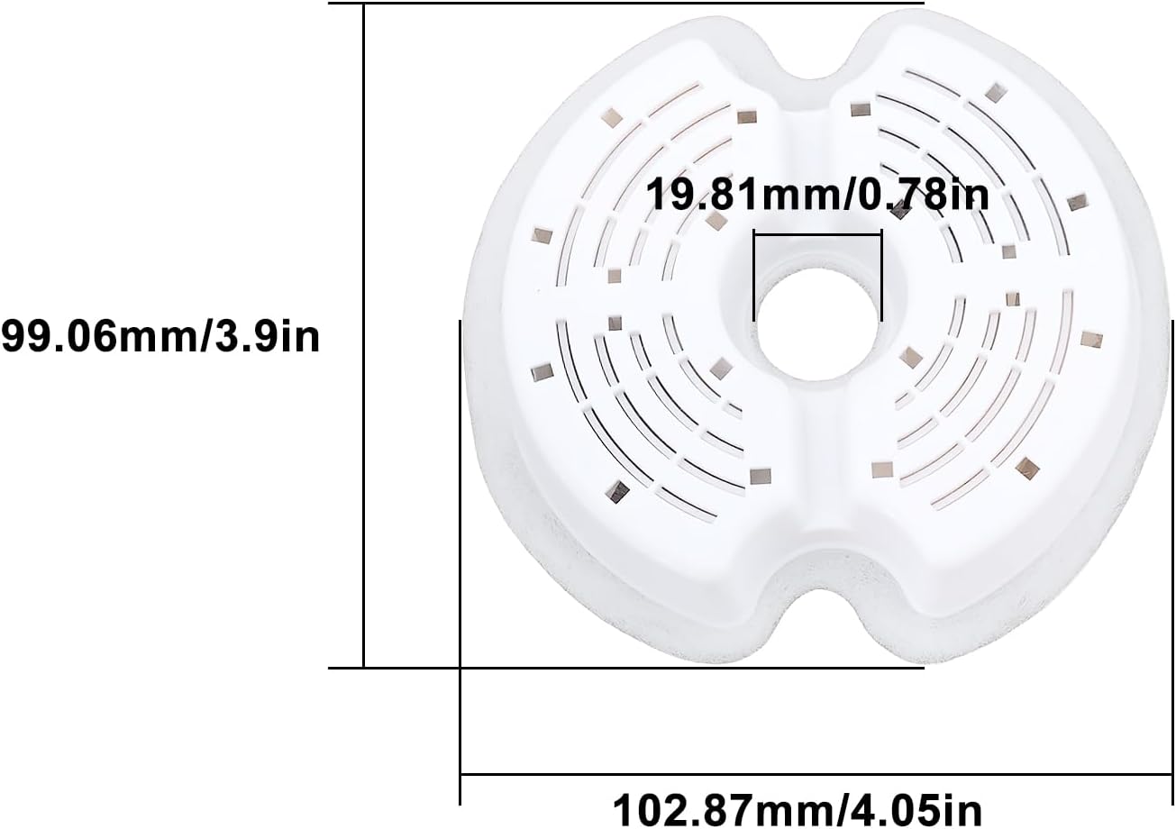 ECSiNG 4pcs Pet Fountain Replacement Filters for 84oz/2.5L Stainless Steel Pet Fountain Filter 4.05x3.9inch