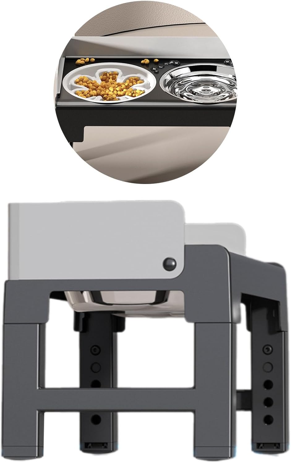 Automatic Pet Feeders Height Adjustable Slow Feeder Detachable Drinking Bowl Slow Down Eating Adjustable Pet Feeders Stand