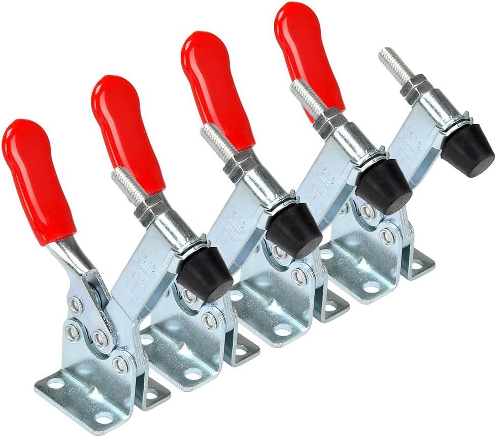 E-TING 4pcs Hand Tool 201B Toggle Clamp 198Lbs Antislip Red Horizontal Clamp 201-B Quick Release Tool
