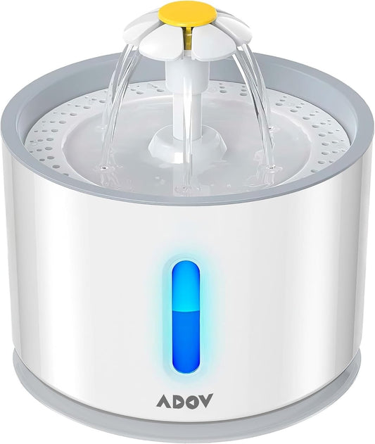 ADOV Cat Water Fountain, 81oz/2.4L Cat Fountain with LED Water Level Window and 3 Replaceable Filter, Ultra Quiet Healthy and Hygienic Pet Drinking Bowl, Automatic Pet Fountains for Cats, Dogs