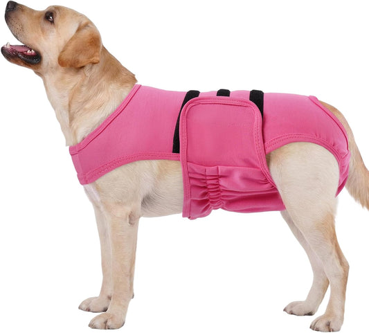 Lelepet Dog Diapers Female Washable, Reusable Puppy Doggie Pet Panties for Dogs in Heat, Adjustable Dog Diapers with Suspenders for Small Medium Large Dogs in Heat, Period, Incontinence, Pink XL