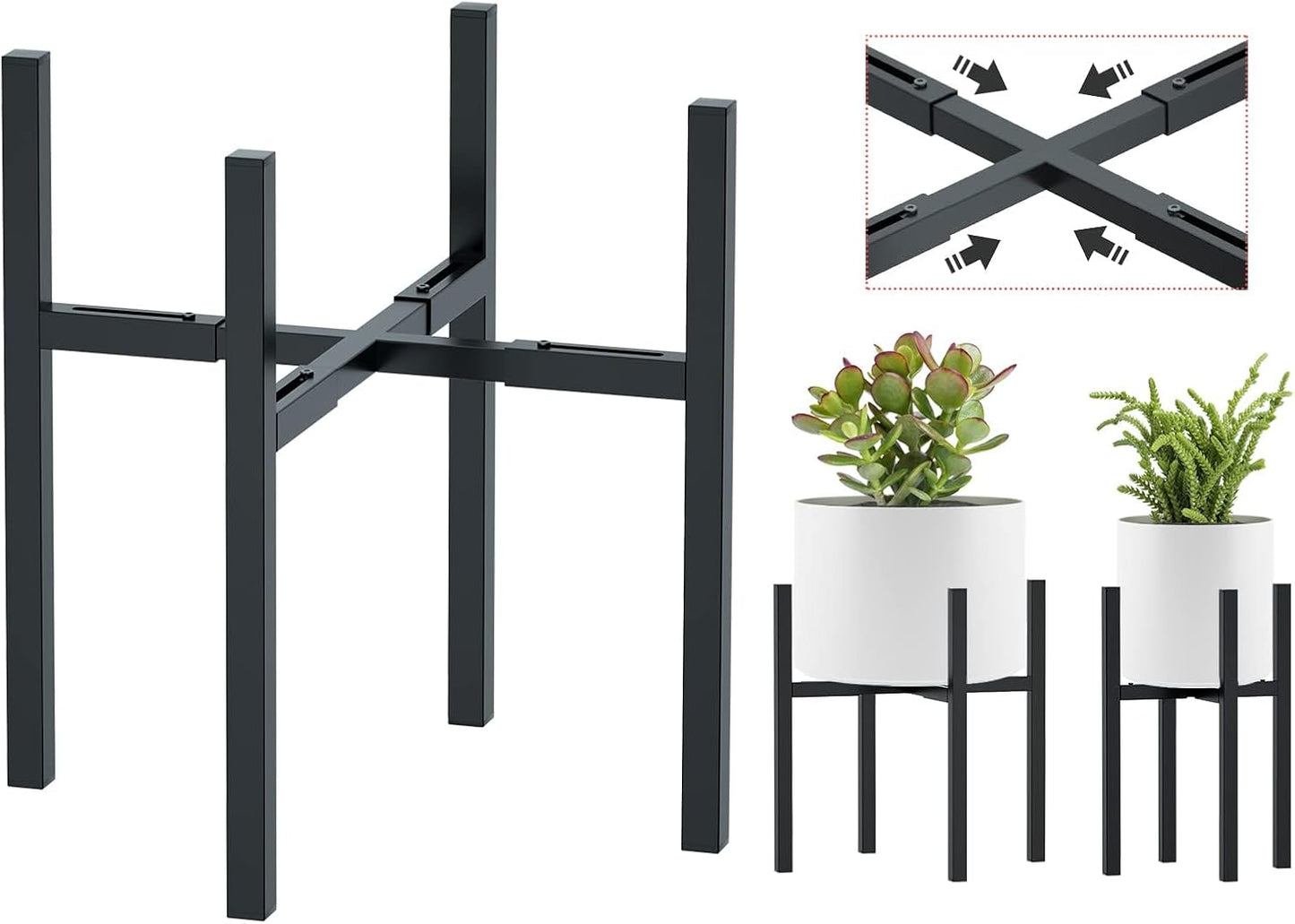 Urban Deco Adjustable Metal Plant Stand Outdoor & Indoor Planter With Stand Fits for 8-14 Inch Plant Holder Mid Century Modern Flower Stand Corner Outdoor Plant Stands for Patio
