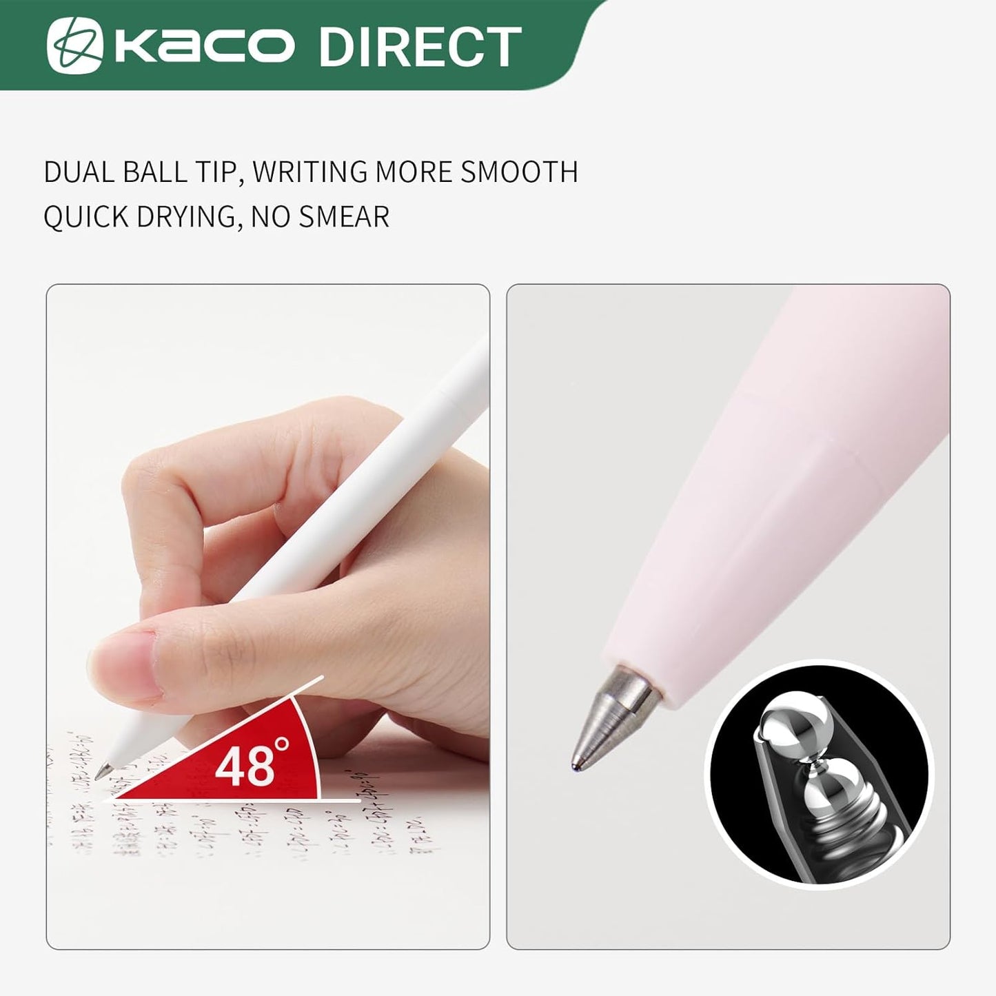 Kaco 6 Pieces Gel Pens Cute Stationery, Journaling Note Taking Pens, 0.5mm Fine Point, BUCUO (6 Pcs Pink - All Black Ink)